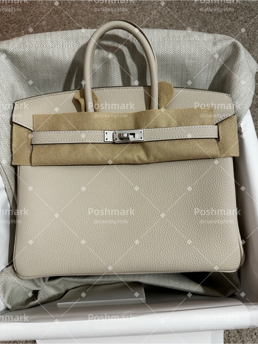 Hermes Birkin 25 Craie PHW Togo, No Vein
